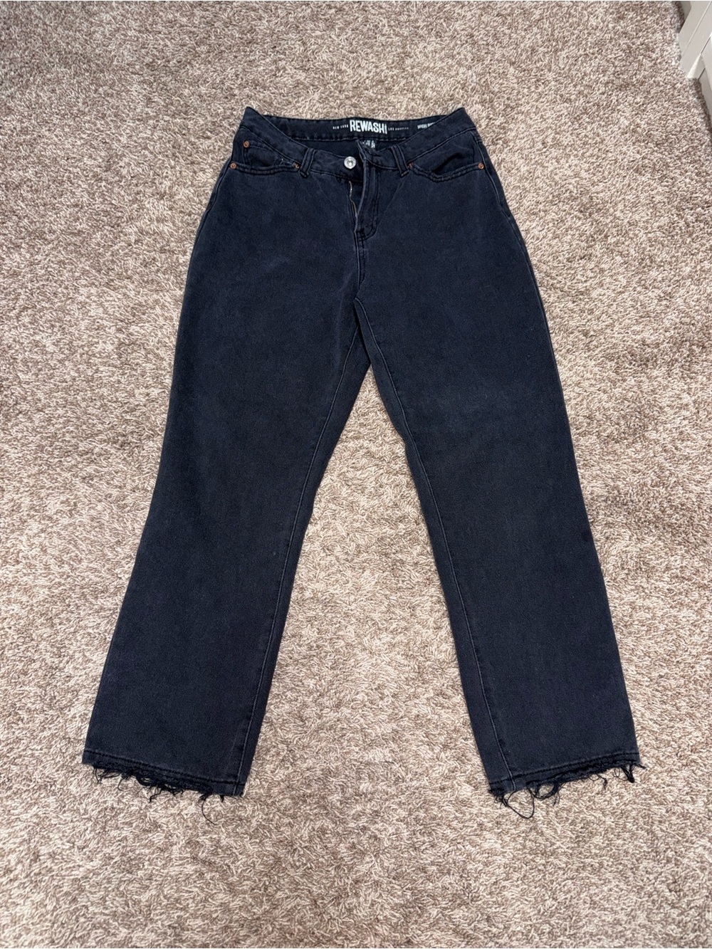 REWASH Black Straight-Leg High-Rise Jeans
